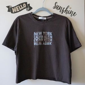 CK Vintage Brown Blue Graphic Crop Top Men's L